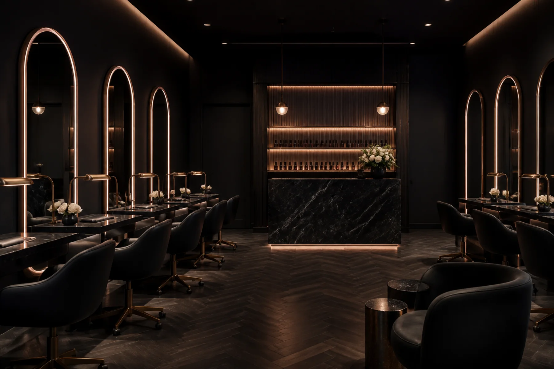 The luxurious Rich Angel Salon interior